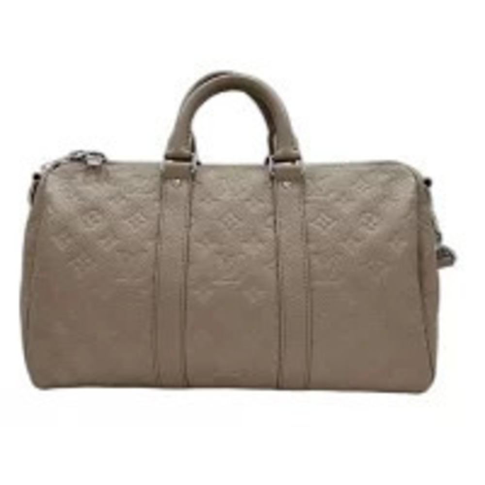 Louis Vuitton Taurillon Keepall Bandouliere Boston Bag Beige Cream
